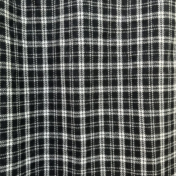 Black and White Wool Blend Gingham Plaid Skirt - Picture 4 of 5